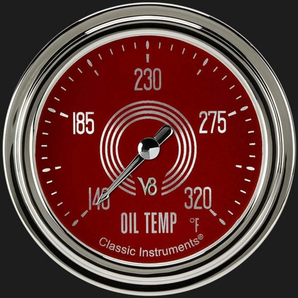 V8 Red Steelie 2 5_8_ Oil Temperature Gauge V8RS328SLC